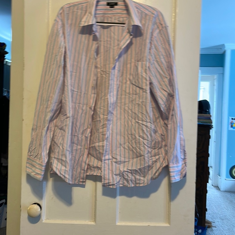 J. Crew button down. Blue and red/pink